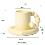 350ml Ins Wholesale Nordic Creative Personality Couple Ceramic Cup High-value Coffee Cup Saucer Mug Gift love Cup