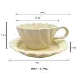 Early Spring Ins Style Girl Heart Afternoon Tea Ceramic Breakfast Cup with Plate Irregular Hand-painted Coffee Cup Saucer
