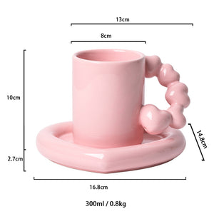 350ml Ins Wholesale Nordic Creative Personality Couple Ceramic Cup High-value Coffee Cup Saucer Mug Gift love Cup