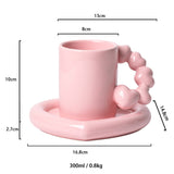 350ml Ins Wholesale Nordic Creative Personality Couple Ceramic Cup High-value Coffee Cup Saucer Mug Gift love Cup