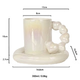 350ml Ins Wholesale Nordic Creative Personality Couple Ceramic Cup High-value Coffee Cup Saucer Mug Gift love Cup