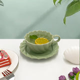 Early Spring Ins Style Girl Heart Afternoon Tea Ceramic Breakfast Cup with Plate Irregular Hand-painted Coffee Cup Saucer