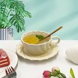 Early Spring Ins Style Girl Heart Afternoon Tea Ceramic Breakfast Cup with Plate Irregular Hand-painted Coffee Cup Saucer