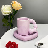 350ml Ins Wholesale Nordic Creative Personality Couple Ceramic Cup High-value Coffee Cup Saucer Mug Gift love Cup