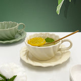 Early Spring Ins Style Girl Heart Afternoon Tea Ceramic Breakfast Cup with Plate Irregular Hand-painted Coffee Cup Saucer