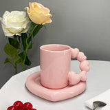 350ml Ins Wholesale Nordic Creative Personality Couple Ceramic Cup High-value Coffee Cup Saucer Mug Gift love Cup