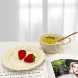 Early Spring Ins Style Girl Heart Afternoon Tea Ceramic Breakfast Cup with Plate Irregular Hand-painted Coffee Cup Saucer