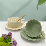 Early Spring Ins Style Girl Heart Afternoon Tea Ceramic Breakfast Cup with Plate Irregular Hand-painted Coffee Cup Saucer