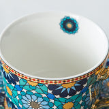 Moroccan Style Luxury Arabic Coffee Cups and Saucer Set with Gold Handel Special Ceramic Cappuccino Afternoon Tea Cup 250ml