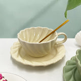 Early Spring Ins Style Girl Heart Afternoon Tea Ceramic Breakfast Cup with Plate Irregular Hand-painted Coffee Cup Saucer