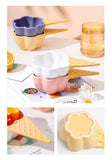Creative Dessert Bowl Tableware Lovely Girl Heart Ceramic Handle Bowl Household Ice Cream Cup Fruit Bowl