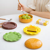 SYL Creative Ceramic Snack Plate in Hamburger Shape for Household Dinner Novelty One-Person Food Dinner Gift Set