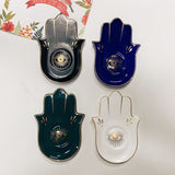 Nordic Buddhist Hand Tray Ceramic Single Evil Eyes Hand Design Jewelry Tray Home Decoration