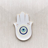 Nordic Buddhist Hand Tray Ceramic Single Evil Eyes Hand Design Jewelry Tray Home Decoration