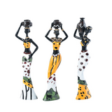 3pcs/Set Home Decor Living Room Modern African Girl Set Statue Resin Ornaments for Creative Crafts Gift
