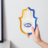 SYL Creative Hand Design Ceramic Evil Eye Plate Luxury Trinket Trays Table Decorations Jewelry Dish for Home Decor.