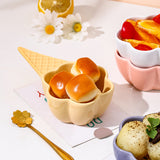 Creative Dessert Bowl Tableware Lovely Girl Heart Ceramic Handle Bowl Household Ice Cream Cup Fruit Bowl