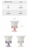 INS Girl Heart Ceramic Cup Japanese Bow Ice Cream Mug Creative Flower Cup Tall Dessert Mug for Tea for Business Gifts