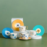 Nordic Luxury Evil Eyes Ceramic Cup and Saucer Set Modern Design Afternoon Tea Turkish Coffee Cup Saucer Set
