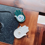 Nordic Buddhist Hand Tray Ceramic Single Evil Eyes Hand Design Jewelry Tray Home Decoration