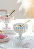 Retro Pearl Tall Yogurt Cup Household Oatmeal Bowl Fruit Salad Bowl Creative Dessert Ice Cream Cup