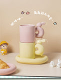 Ins Wholesale Nordic Creative Personality Couple Ceramic Cup High-value Coffee Cup Saucer Rabbit Mug Gift Set