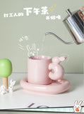 Ins Wholesale Nordic Creative Personality Couple Ceramic Cup High-value Coffee Cup Saucer Rabbit Mug Gift Set