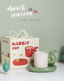 Ins Wholesale Nordic Creative Personality Couple Ceramic Cup High-value Coffee Cup Saucer Rabbit Mug Gift Set