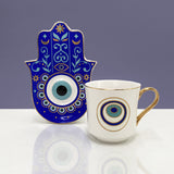 Turkish Blue Eyes Luxury Coffee Cups and Saucer Set With Hand and Skirt Shape Dish for Creative Girl Gift