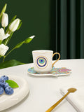 Turkish Blue Eyes Luxury Coffee Cups and Saucer Set With Hand and Skirt Shape Dish for Creative Girl Gift