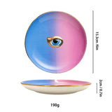 Europe Ceramic Jewelry Dish Cute Eye Plates Decoration Crafts for Home Trinket Small Ring Display Tray
