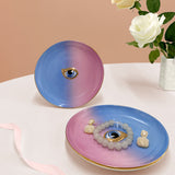 Europe Ceramic Jewelry Dish Cute Eye Plates Decoration Crafts for Home Trinket Small Ring Display Tray