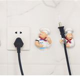 Wall Mounted Adhesive Kitchen Socket Holder Cable Hook Hanger Bracket Organizer Power Cord Storage Rack Shelf Chef Design