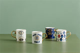 Creative Evil Eyes Decal Ceramic Mug with Gold Handle Luxury Style Mug Cup Couple Breakfast Ceramic Drinkware Coffee Cup