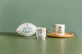 Creative Evil Eyes Decal Ceramic Mug with Gold Handle Luxury Style Mug Cup Couple Breakfast Ceramic Drinkware Coffee Cup