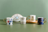 Creative Evil Eyes Decal Ceramic Mug with Gold Handle Luxury Style Mug Cup Couple Breakfast Ceramic Drinkware Coffee Cup
