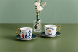 Nordic Luxury Evil Eyes Ceramic Cup and Saucer Set Modern Design Afternoon Tea Turkish Coffee Cup Saucer Set