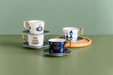 Nordic Luxury Evil Eyes Ceramic Cup and Saucer Set Modern Design Afternoon Tea Turkish Coffee Cup Saucer Set