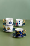 Nordic Luxury Evil Eyes Ceramic Cup and Saucer Set Modern Design Afternoon Tea Turkish Coffee Cup Saucer Set