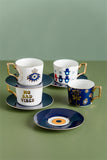Nordic Luxury Evil Eyes Ceramic Cup and Saucer Set Modern Design Afternoon Tea Turkish Coffee Cup Saucer Set