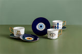 Nordic Luxury Evil Eyes Ceramic Cup and Saucer Set Modern Design Afternoon Tea Turkish Coffee Cup Saucer Set