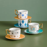 Nordic Luxury Evil Eyes Ceramic Cup and Saucer Set Modern Design Afternoon Tea Turkish Coffee Cup Saucer Set