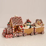 Gingerbread Train Christmas Figurine & Toy Resin Crafts Window Decoration for Home Living Room Table Christmas Gift