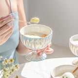 Retro Pearl Tall Yogurt Cup Household Oatmeal Bowl Fruit Salad Bowl Creative Dessert Ice Cream Cup