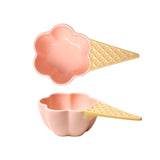 Creative Dessert Bowl Tableware Lovely Girl Heart Ceramic Handle Bowl Household Ice Cream Cup Fruit Bowl