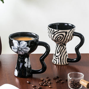 Vintage Stemware Drinking Ceramic Wine Cup Hand Made Coffee Snack Cup Ins Decoration Creative Dessert Ice Cream bar Cup