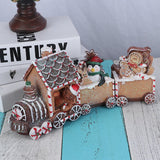 Gingerbread Train Christmas Figurine & Toy Resin Crafts Window Decoration for Home Living Room Table Christmas Gift