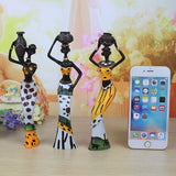 3pcs/Set Home Decor Living Room Modern African Girl Set Statue Resin Ornaments for Creative Crafts Gift