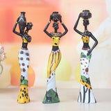 3pcs/Set Home Decor Living Room Modern African Girl Set Statue Resin Ornaments for Creative Crafts Gift