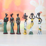 3pcs/Set Home Decor Living Room Modern African Girl Set Statue Resin Ornaments for Creative Crafts Gift